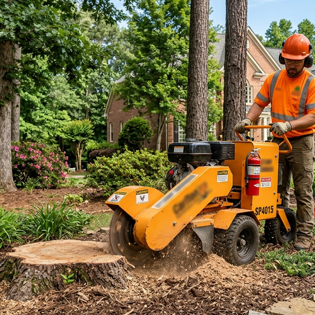 North Atlanta Tree Care stump grinder working on a job